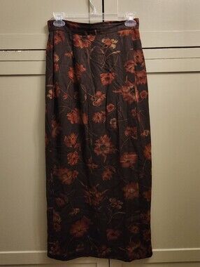 Kathie Lee Floral Midi Skirt in Brown and Rust